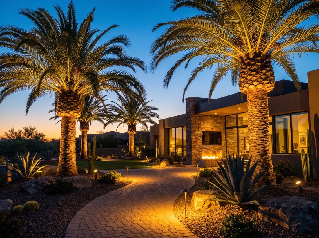 Low-Voltage Landscape Lighting in Las Vegas by New World Lawn Maintenance